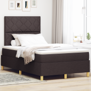 vidaXL Box Spring-säng med madrass & LED Mörkbrun 120x200 cm Tyg