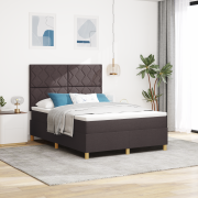 vidaXL Bäddmadrass med madrass och LED Mörkbrun 140x190 cm Tyg