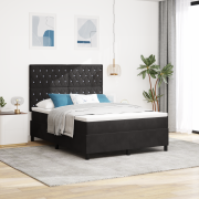 vidaXL Boxspring Säng med Madrass och LED Svart 160x200 cm Sammet