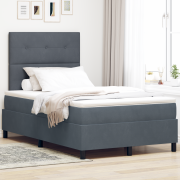 vidaXL Box Våningssäng med Madrass & LED Mörkgrå 120x200 cm Sammet