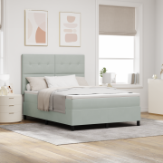 vidaXL Boxspring Säng med Madrass & LED Ljus Grå 140x190 cm Sammet