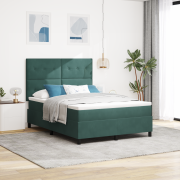 vidaXL Boxspring Säng med Madrass och LED Mörkgrön 160x200 cm Sammet