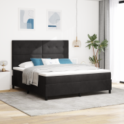 vidaXL Boxspring Säng med Madrass & LED Svart 180x200 cm Sammet