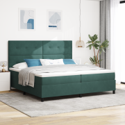vidaXL Sängbotten med Madrass & LED Mörkgrön 200x200 cm Sammet