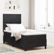vidaXL Boxspring Säng med Madrass & LED Svart 90x200 cm Sammet