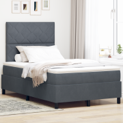 vidaXL Sängbotten med madrass & LED Mörkgrå 120x200 cm Sammet