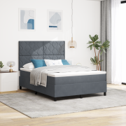 vidaXL Boxspring Säng med Madrass & LED Mörkgrå 160x200 cm Sammet
