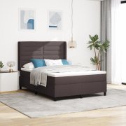 vidaXL Resårsäng med madrass & LED, mörkbrun 140x190 cm, tyg