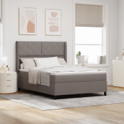 vidaXL Box Spring Säng med Madrass & LED Taupe 140x190 cm Tyg