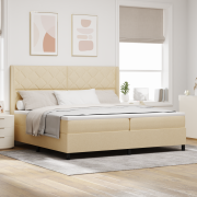 vidaXL Resårsäng med madrass & LED i grädde 200x200 cm, tyg