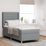 vidaXL Boxspring Säng med Mattress & LED-ljus Ljusgrå 80x200 cm Tyg
