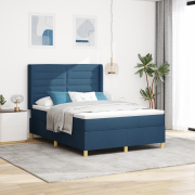 vidaXL Sänggavel med madrass och LED-blå 140x190 cm tyg