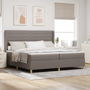 vidaXL Sängbotten med madrass och LED Taupe 200x200 cm Tyg