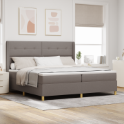 vidaXL Boxfjäder Säng med Madrass & LED Taupe 200x200 cm Tyg