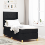 vidaXL Boxfjädrande Säng med Madrass & LED Svart 80x200 cm Tyg