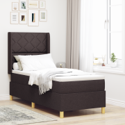 vidaXL Box Spring Säng med Madrass & LED Mörkbrun 80x200 cm Tyg