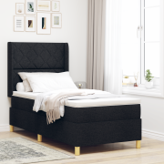 vidaXL Box Fjädrande Säng med Madrass & LED Svart 90x200 cm Tyg
