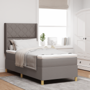 vidaXL Boxspring Säng med Madrass & LED Taupe 90x200 cm Tyg
