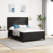 vidaXL Sängbotten med Madrass & LED Svart 140x200 cm Sammet