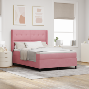 vidaXL Box Spring Säng med Madrass & LED Rosa 140x190 cm Sammet
