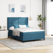vidaXL Sänggavel med madrass och LED Mörkblå 140x200 cm Sammet