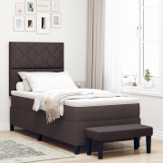 vidaXL Sängbotten med madrass & bänk Mörkbrun 90x190 cm Tyg