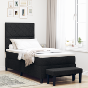 vidaXL bäddmadrass med sängram & bänk svart 90x200 cm tyg