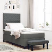 vidaXL Box vårsäng med madrass & bänk mörkgrå 100x200 cm tyg