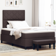 vidaXL Boxspring Säng med Madrass & Bänk Mörk Brun 120x200 cm Tyg