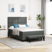 vidaXL Boxspring säng med madrass & bänk mörkgrå 140x200 cm tyg
