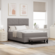 vidaXL Box Våningssäng med Madrass & Bänk Taupe 160x200 cm Tyg
