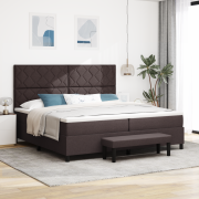 vidaXL Boxspring Säng med Madrass & Bänk Mörk Brun 200x200 cm Tyg