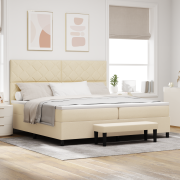 vidaXL Bäddmadrass med madrass och bänk beige 200x200 cm tyg