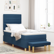 vidaXL Boxspring säng med madrass & bänk blå 90x200 cm tyg