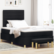 vidaXL Box Säng med Madrass & Bänk Svart 120x200 cm Tyg