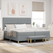 vidaXL Sängbotten med Madrass & Bänk Ljusgrå 200x200 cm Tyg