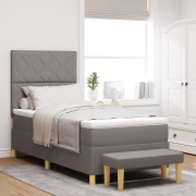 vidaXL Bäddsram med madrass & bänk taupe 90x190 cm tyg