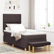 vidaXL Boxspring-säng med madrass & bänk Mörkbrun 90x200 cm Tyg