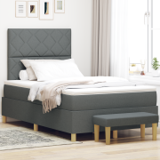 vidaXL Boxfjäder Säng med Madrass & Bänk Mörkgrå 120x190 cm Tyg