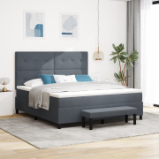 vidaXL Säng med förvaring med madrass & bänk mörkgrå 180x200 cm sammet