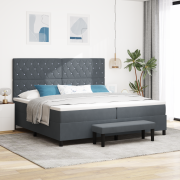vidaXL Boxmadrass med madrass & bänk mörkgrå 200x200 cm sammet