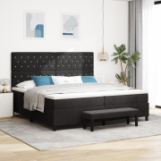 vidaXL Box Spring Säng med Madrass & Bänk Svart 200x200 cm Sammet