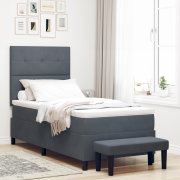 vidaXL Boxspring Säng med madrass & bänk Mörkgrå 90x190 cm Sammet