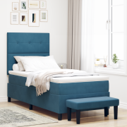 vidaXL Sängram med Madrass & Bänk Mörkblå 100x200 cm Sammet