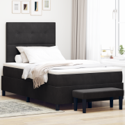 vidaXL Box spring säng med madrass & bänk svart 120x200 cm sammet
