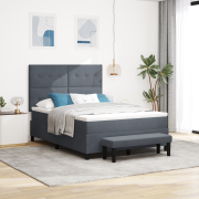 vidaXL Boxspring säng med madrass & bänk mörkgrå 140x200 cm sammet