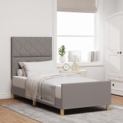 vidaXL Sängram i taupe tyg - 90x200 cm