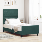 vidaXL Sängram Mörkgrön 90x190 cm Sammet