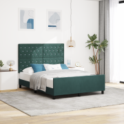 vidaXL Sängram Mörkgrön 140x190 cm Sammet