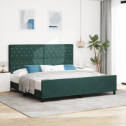 vidaXL Sängram Mörkgrön 200x200 cm Sammet